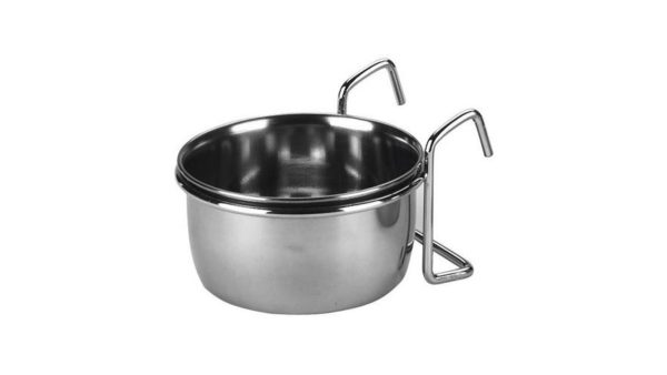 RVS voer/drinkbakje met haken 300ML